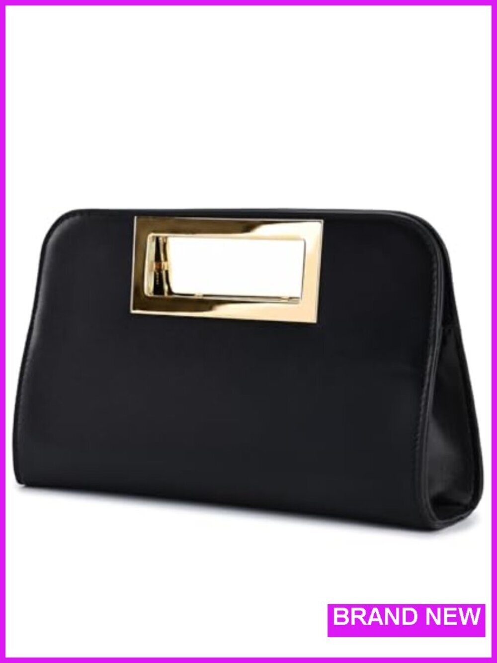 Fashion Vegan Leather Cut-Out Handle Evening Clutch Crossbody Bag